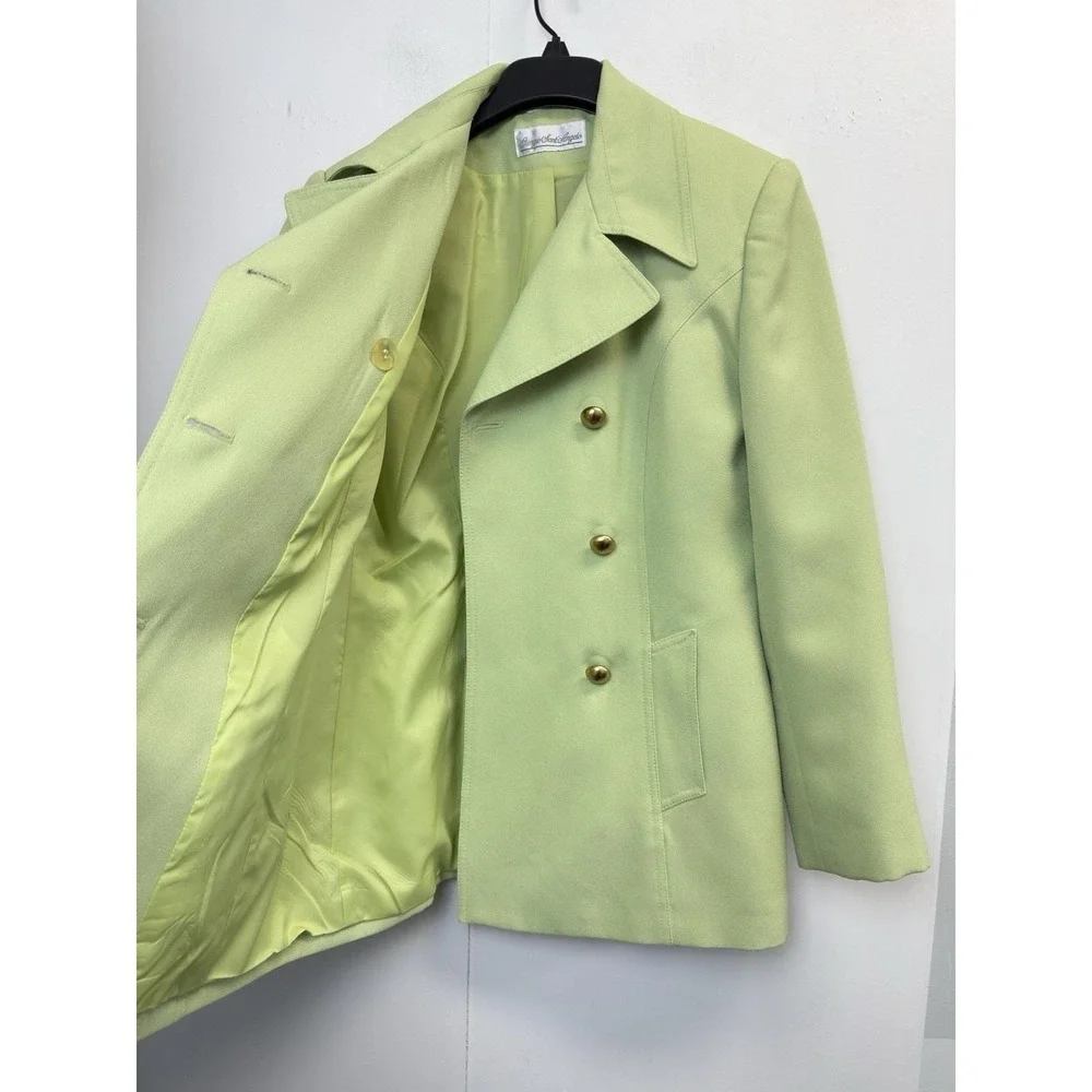 Classic Double-Breasted Green Blazer & Skirt Suit